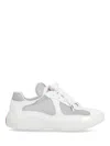 Prada Mesh Stitching Leisure Sports Shoes In Bianco+argento