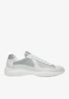 Prada Two-material Leather And Tech Fabric Sneaker In Gray