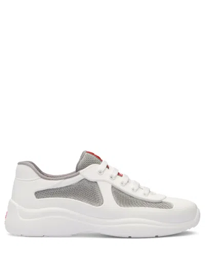 Prada America's Cup Panelled Sneakers In White