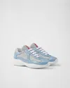 Prada America's Cup Panelled Sneakers In Light Blue