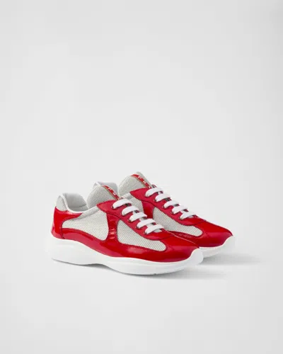 Prada America's Cup Vernice Patent Runner Sneakers In Red | ModeSens