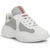 Prada Mesh Stitching Leisure Sports Shoes In Bianco/argento