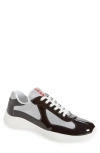 Prada Men's America's Cup Patent Leather Patchwork Sneakers In Ebano/argento