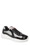 Prada Men's America's Cup Patent Leather Patchwork Sneakers In Nero/nero