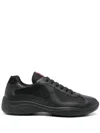 Prada Fabric And Leather America S Cup Sneakers In Black
