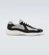 Prada Blue Calf Leather Bos Taurus Athletic Sneakers In Black