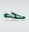 Prada Men's Patent Leather And Technical Fabric America's Cup Sneakers In Light Green