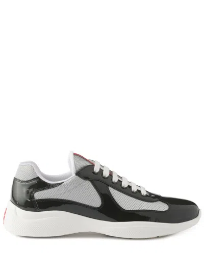 Prada America's Cup Logo-patch Sneakers In Brown