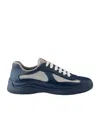 Prada Men's America's Cup Soft Rubber And Bike Fabric Sneakers In Royal Blue