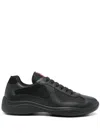 Prada Fabric And Leather America S Cup Sneakers In Black