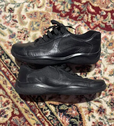 Pre-owned Prada America's Cup Sneakers Triple Black Leather