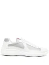 Prada Two-material Leather And Tech Fabric Sneaker In White