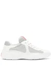 Prada White Lace Up Sneakers In White