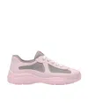 Prada America's Cup Sneaker Aus Weichem Gummi Und Bike-gewebe In Snow Pink