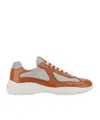Prada Leather Fabric Americas Cup Sneakers Panels In White