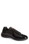 Prada Men's Patent Leather And Technical Fabric America's Cup Sneakers In Nero