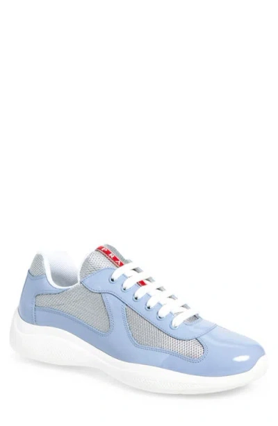 Prada America's Cup Vernice Bike Low Top Sneaker In Silver