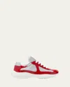 Prada America's Cup Vernice Patent Runner Sneakers In Red