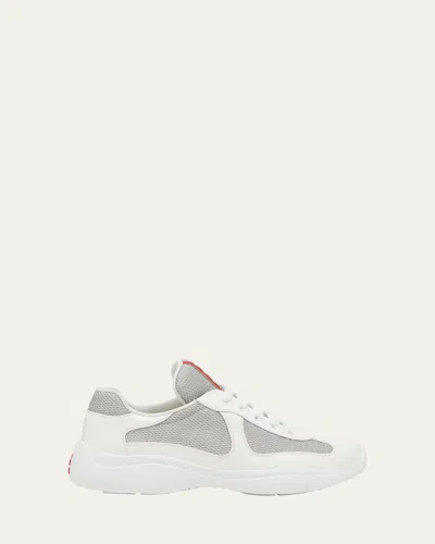 Prada America's Cup Vernice Patent Runner Sneakers In White