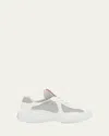 Prada Mesh Stitching Leisure Sports Shoes In White Silver