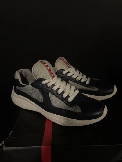Pre-owned Prada American Cup Navy Blue Size 10 Shoes