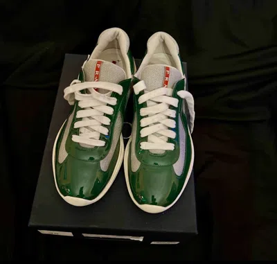 Pre-owned Prada Americas Cup Green Silver Shoes