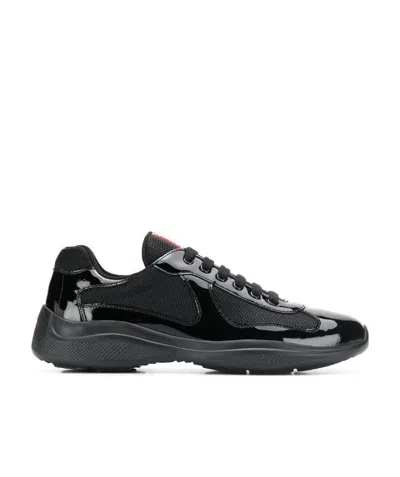 Prada Americas Cup Low-top Sneakers In Black