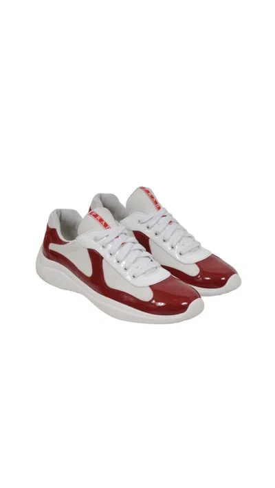 Pre-owned Prada Americas Cup Red Patent Leather Sneakers - 01967