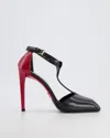 PRADA AND DEEP LEATHER ANKLE STRAP HEELS