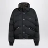 Prada Cotton Padded Jacket Stand-up Collar In Black