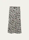 Prada Anemone Printed Pongee Midi Skirt In F0002 Nero