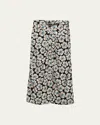 Prada Printed Pongee Midi-skirt In Nero