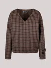 Prada V-neck Checked Pullover