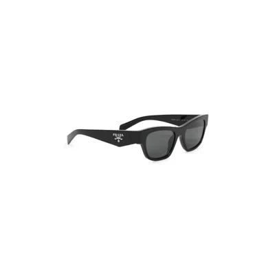 Prada Angular Black Acetate Sunglasses With Dark Lenses