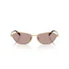 Prada Angular Geometric Frame Sunglasses With Tortoiseshell Temples In Metallic