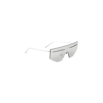 Prada Angular Oversized Sunglasses With Metal Accents In Silver