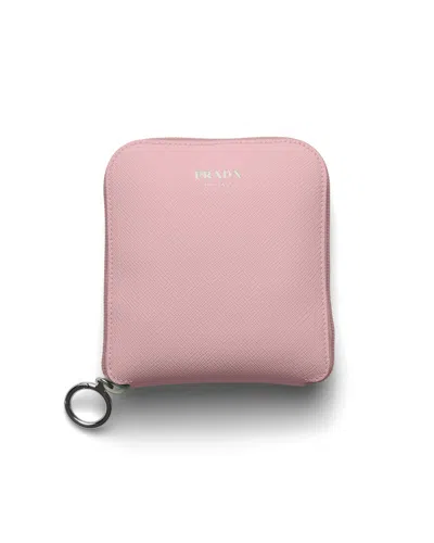 Prada Anhänger Aus Saffiano-leder Mit Tasche Aus Re-nylon In Pfirsich