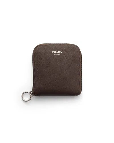 Prada Anhänger Aus Saffiano-leder Mit Tasche Aus Re-nylon In Sienna