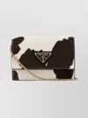 Prada Printed Leather Card Holder With Shoulder Strap