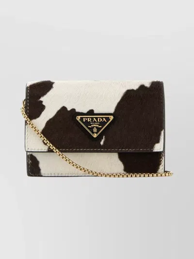 PRADA ANIMAL PRINT CARD HOLDER WITH CHAIN STRAP