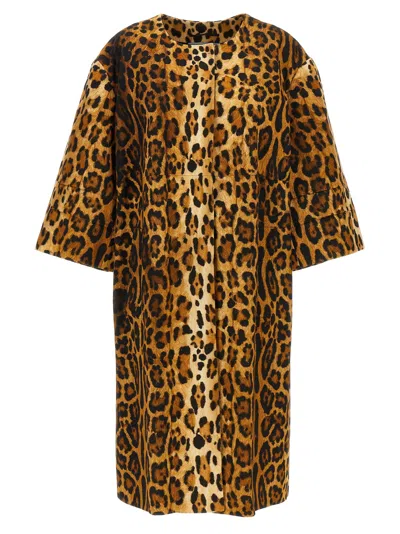 Prada Animalier Jacket Coats And Trench Coats Multicolor In Brown