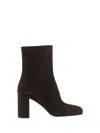 Prada 85 Triangle Logo Suede Ankle Boots