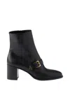 Prada Black Leather Ankle Boots In Black