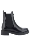 Prada Chocolate Calfskin Chelsea Ankle Boots In Black