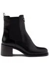 Prada Brushed Leather Ankle Boots In Black