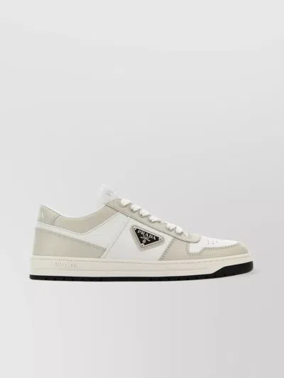 Prada Ankle Padded Leather Urban Sneakers In White