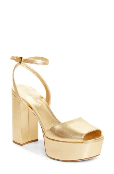 Prada Ankle Strap Platform Sandal In Nude