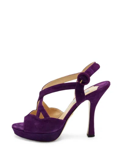 Pre-owned Prada Ankle-strap Platform Sandals In Purple