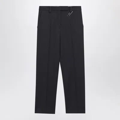Prada Anthracite Grey Wool Trousers In Black