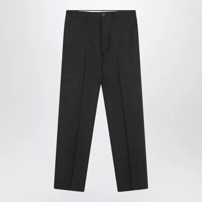 Prada Anthracite Grey Wool Trousers Men In Black